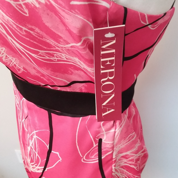 NWT Merona Pink and Black Halter Style Dress with Floral Design - Picture 7 of 13